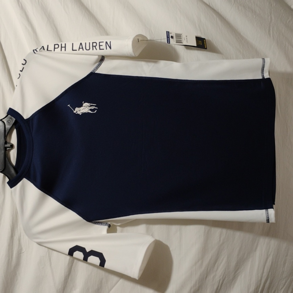 (D-17) NWT Polo Ralph Lauren Big Pony Stretch Rash Guard Top Sz.Lg 14/16